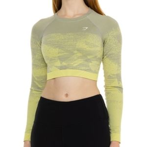 Gymshark olive crop top  size L
